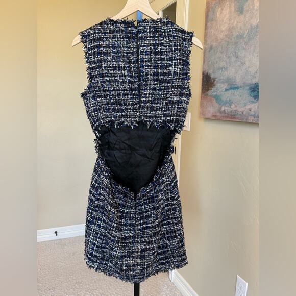 L’Academie Revolve Tweed Cut Out Mini Dress Black Blue Womens Small New Backless - Picture 4 of 7